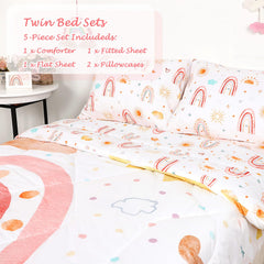 CARUILI rainbow sun pattern comforter adds cheerful vibes for a cozy nighttime routine.