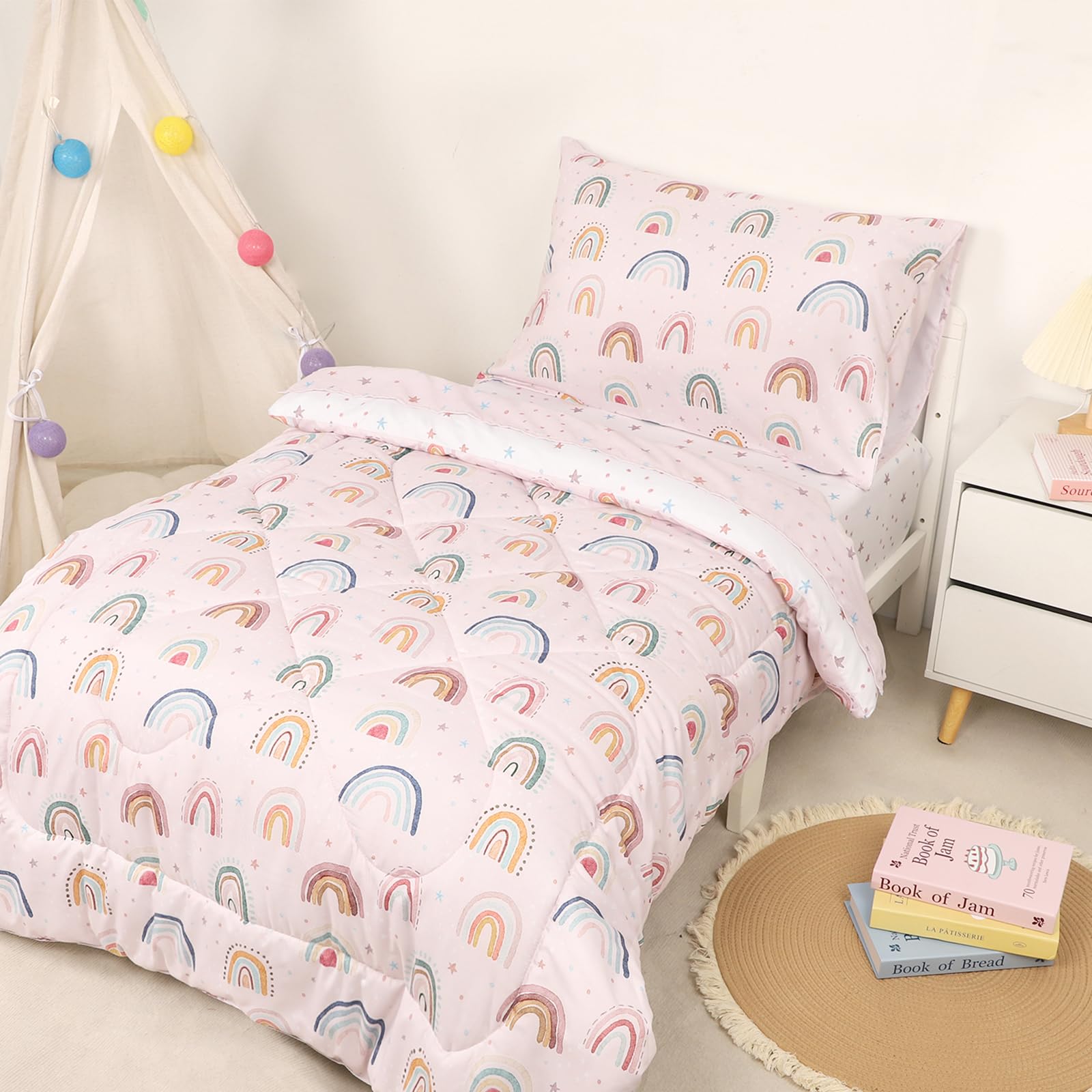 CARUILI rainbow toddler pillowcase with gentle touch suitable for sensitive skin