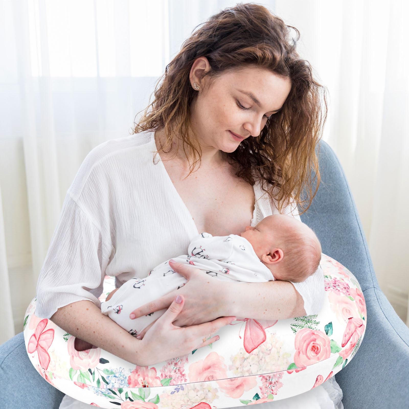 CARUILI solid color nursing pillow cover for versatile feeding sessions and easy matching.