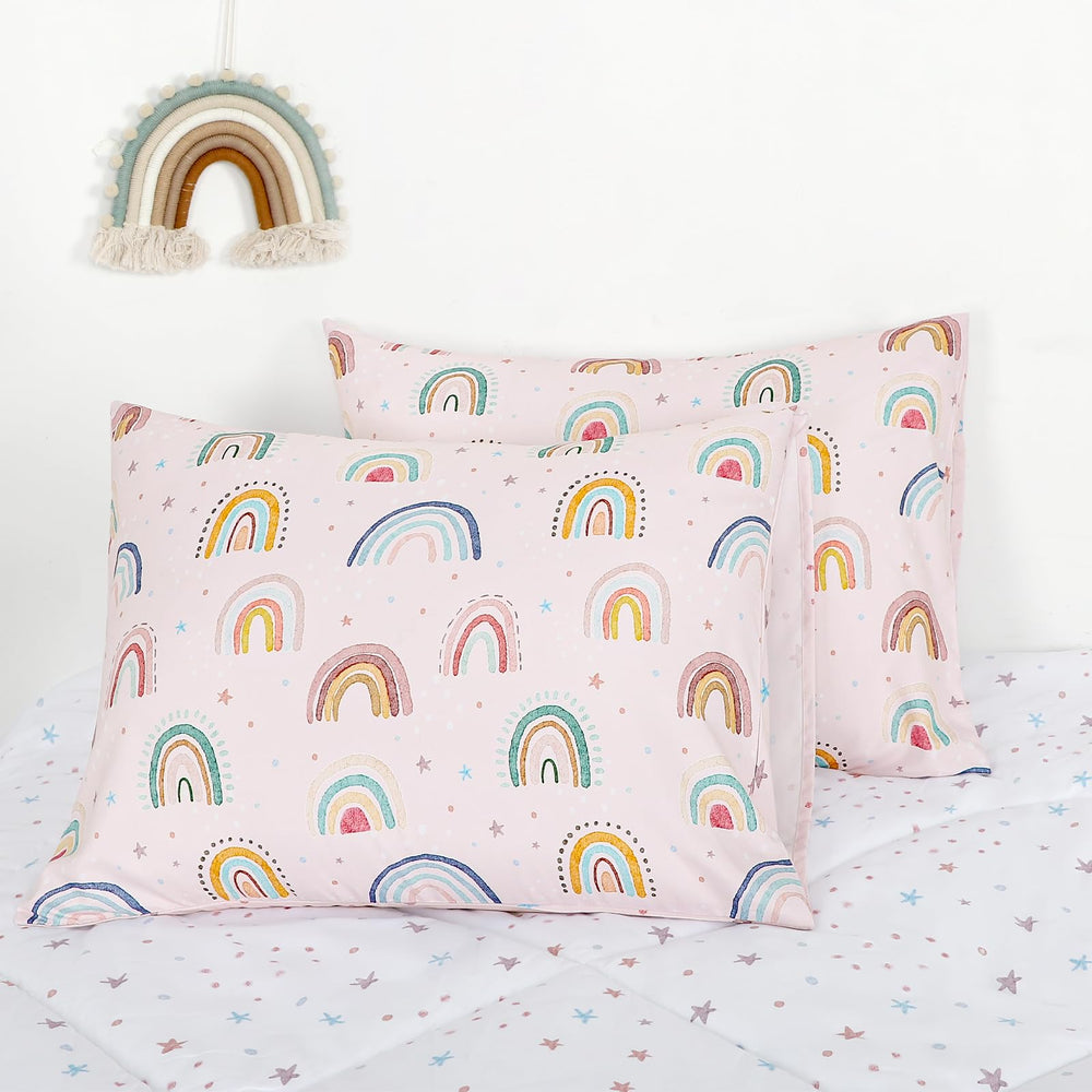 CARUILI rainbow-themed bedroom setup with cheerful colors promoting playful spaces