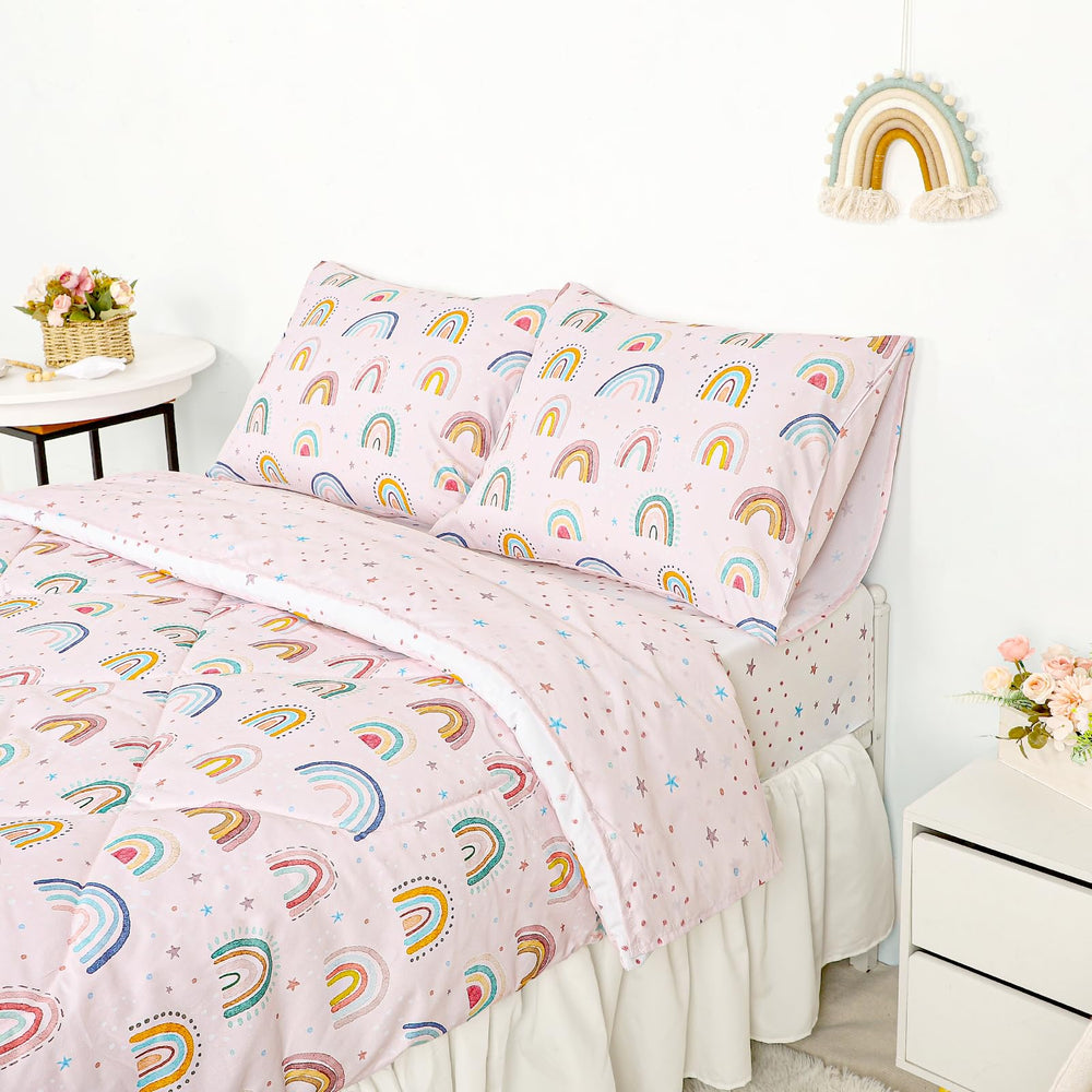 CARUILI rainbow design fabric texture highlighting kid-friendly style for fun bedtimes