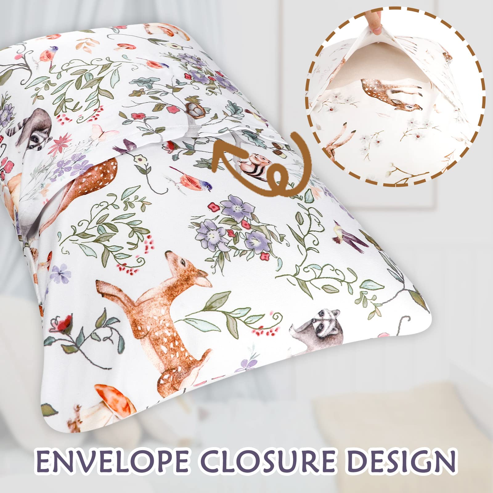 CARUILI woodland nursery decor pillowcase adds playful animal charm