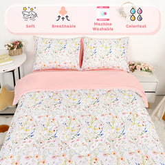 CARUILI pink-flowers flat sheet seen with breathable microfiber for nights