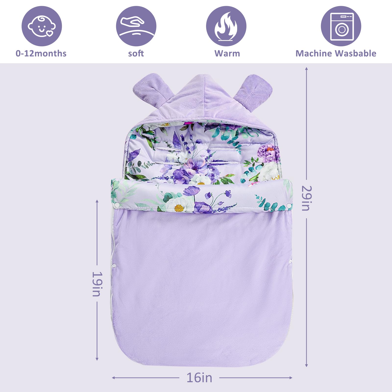 CARUILI two-way zipper enables quick diaper changes without removing the cover.