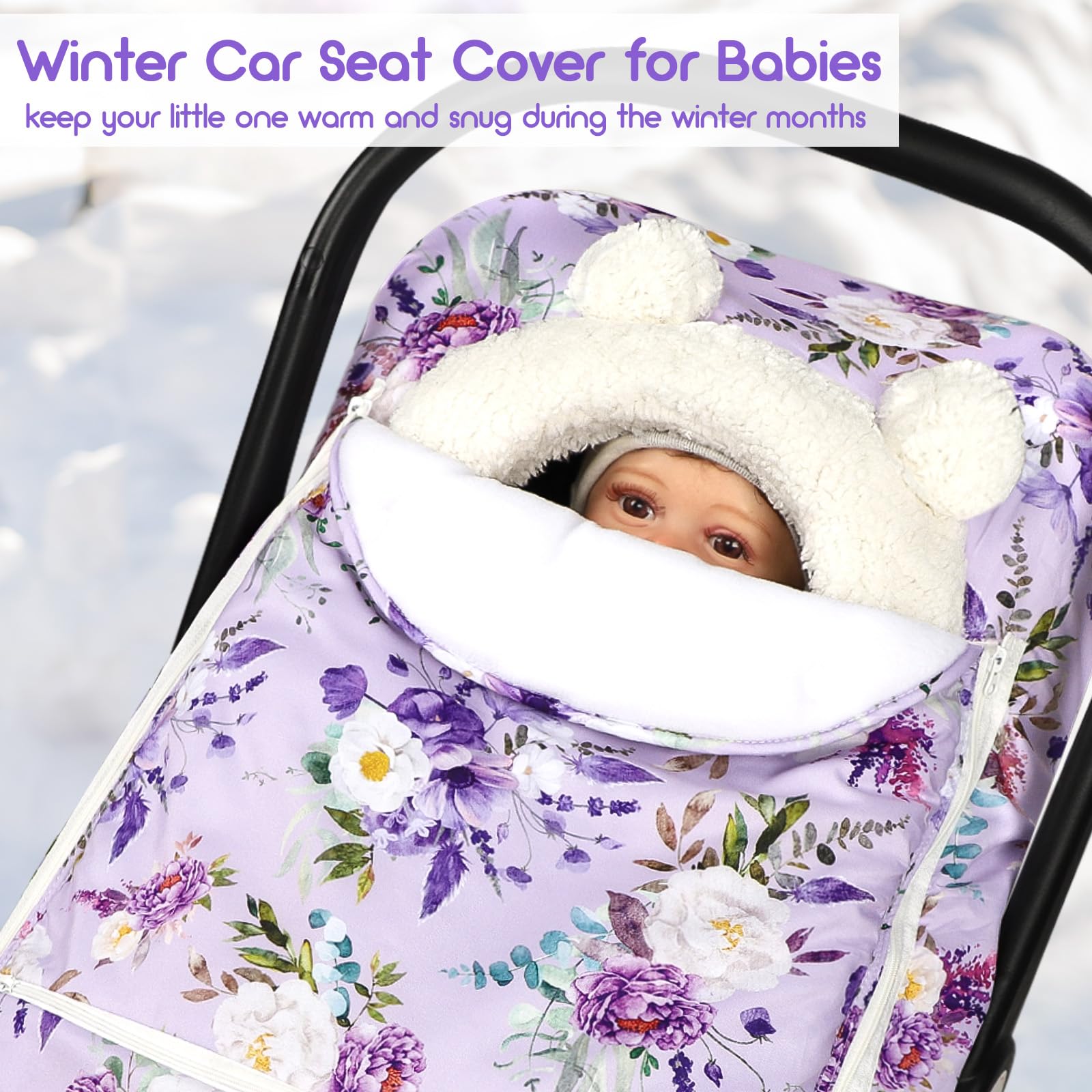 CARUILI universal-fit winter car seat cover mounted on a car seat