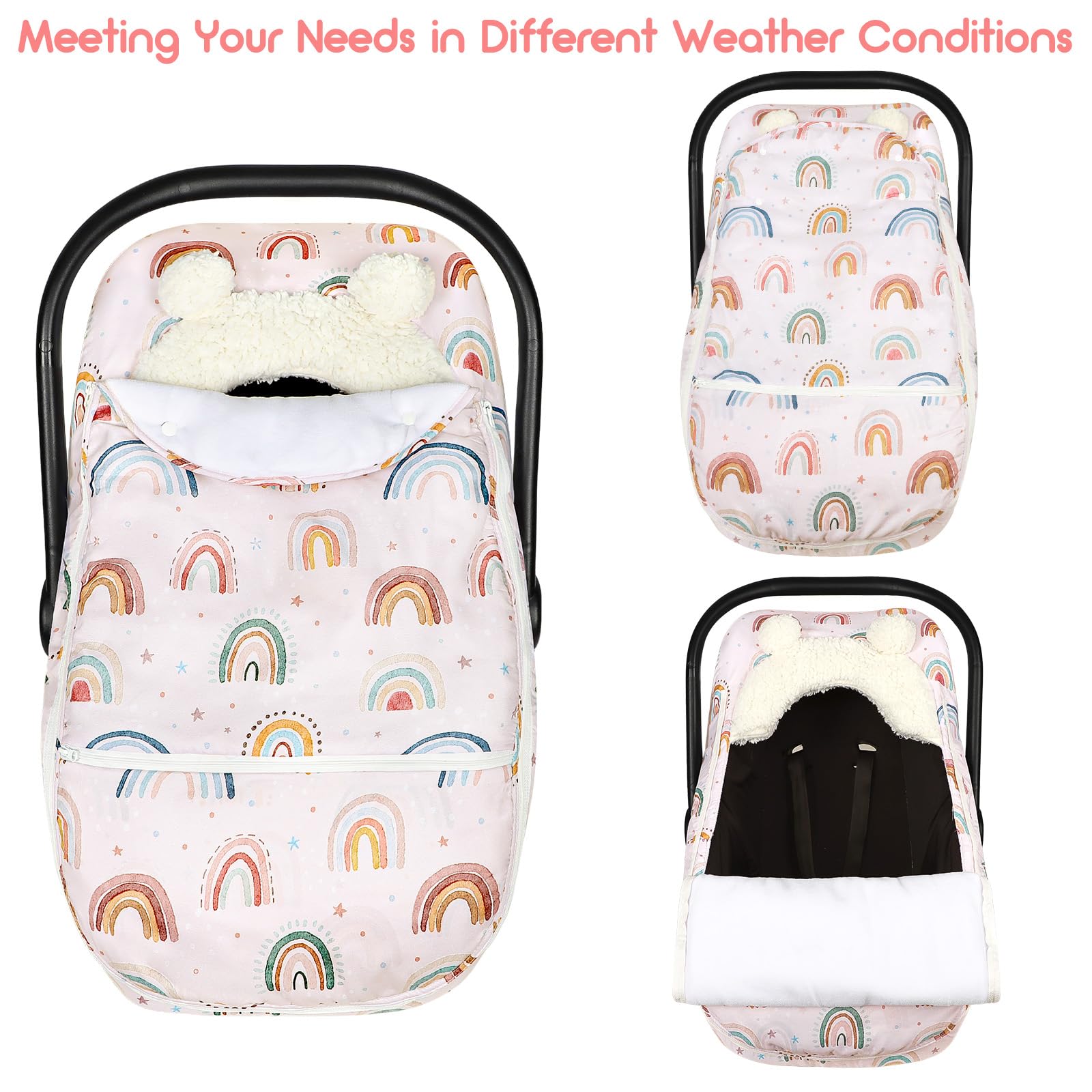 CARUILI winter car seat cover double zipper enables quick temperature adjustments