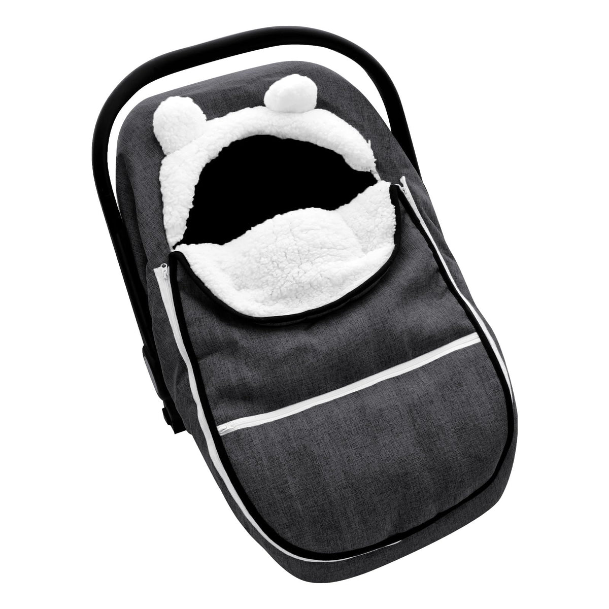 CARUILI winter car seat cover fleece lining keeps baby warm on cold rides