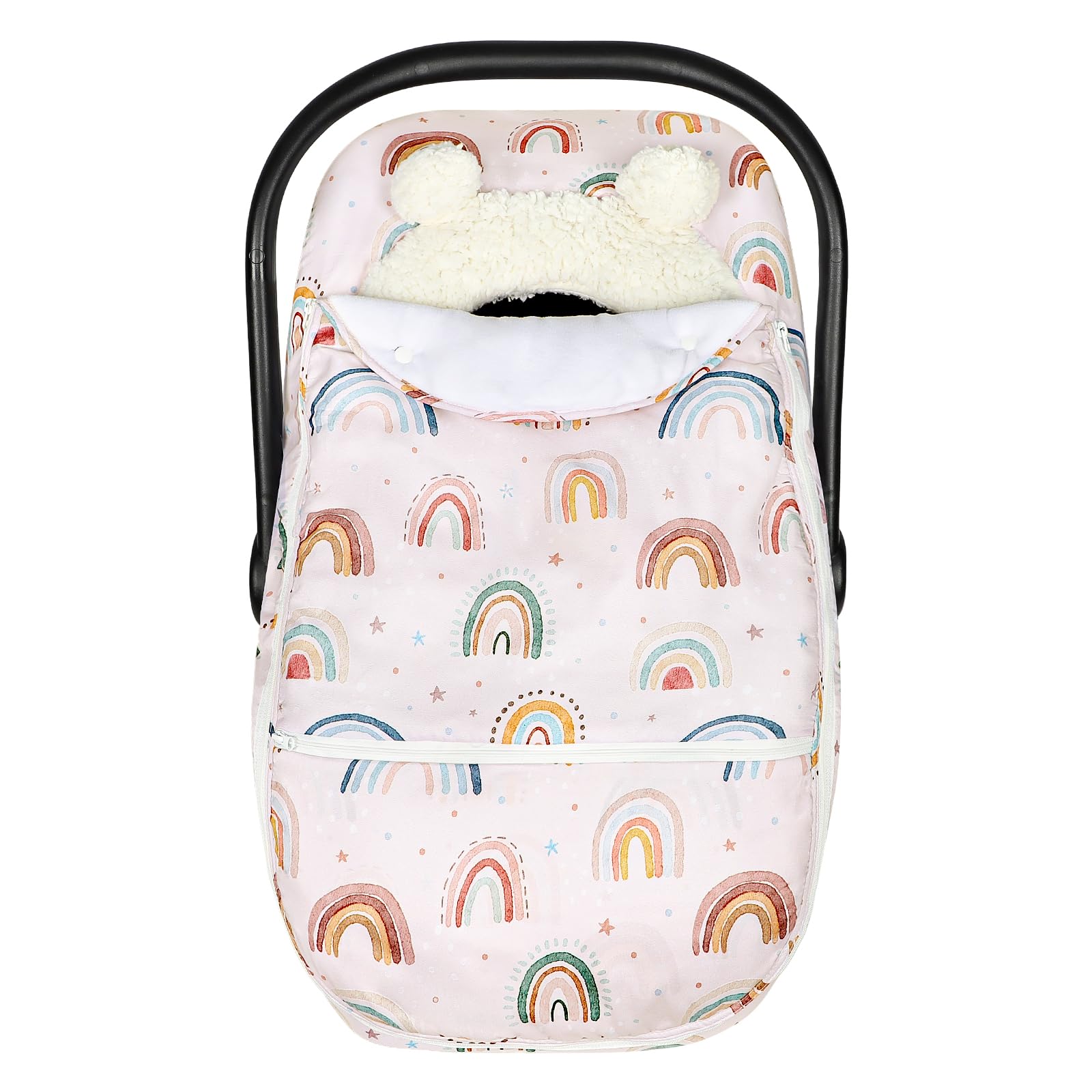 CARUILI winter car seat cover peep window for easy baby monitoring on the go