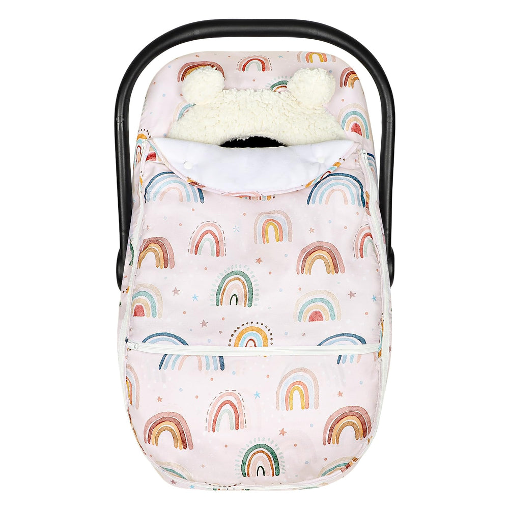 CARUILI winter car seat cover peep window for easy baby monitoring on the go