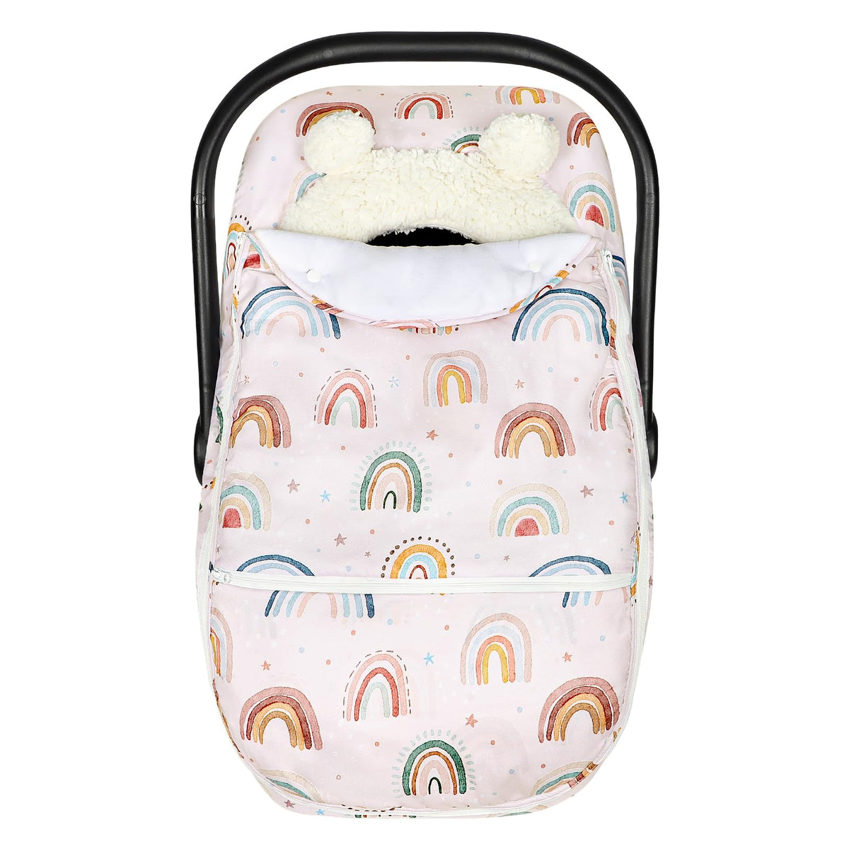 CARUILI winter car seat cover peep window for easy baby monitoring on the go