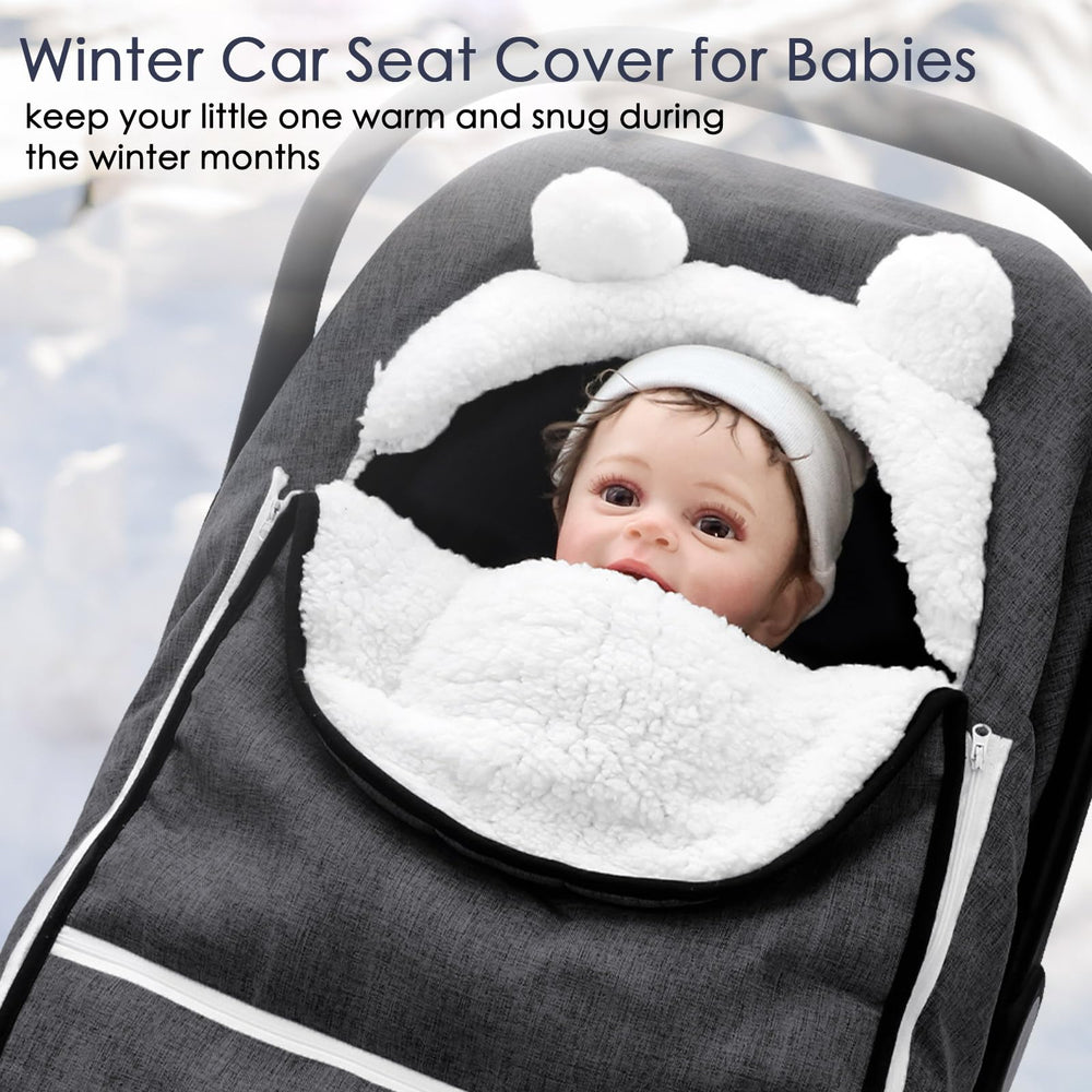 CARUILI winter car seat cover peep window enables easy monitoring during travels