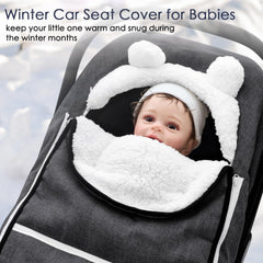 CARUILI winter car seat cover peep window enables easy monitoring during travels