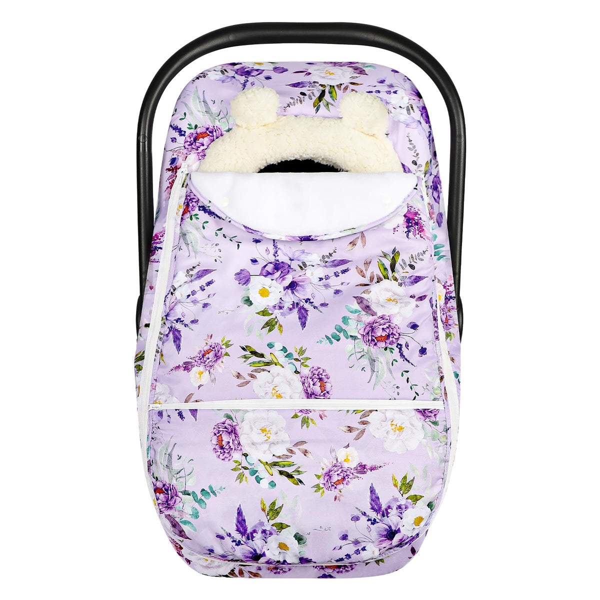 CARUILI winter car seat cover plush fleece close-up shows warm, cozy fabric