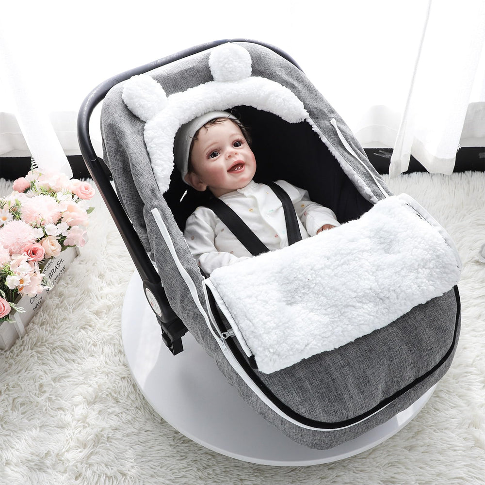 CARUILI winter carseat cover ideal gift for baby showers with stylish gray look