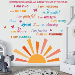 CASADECOR half-sun decal set creates a warm living room accent.