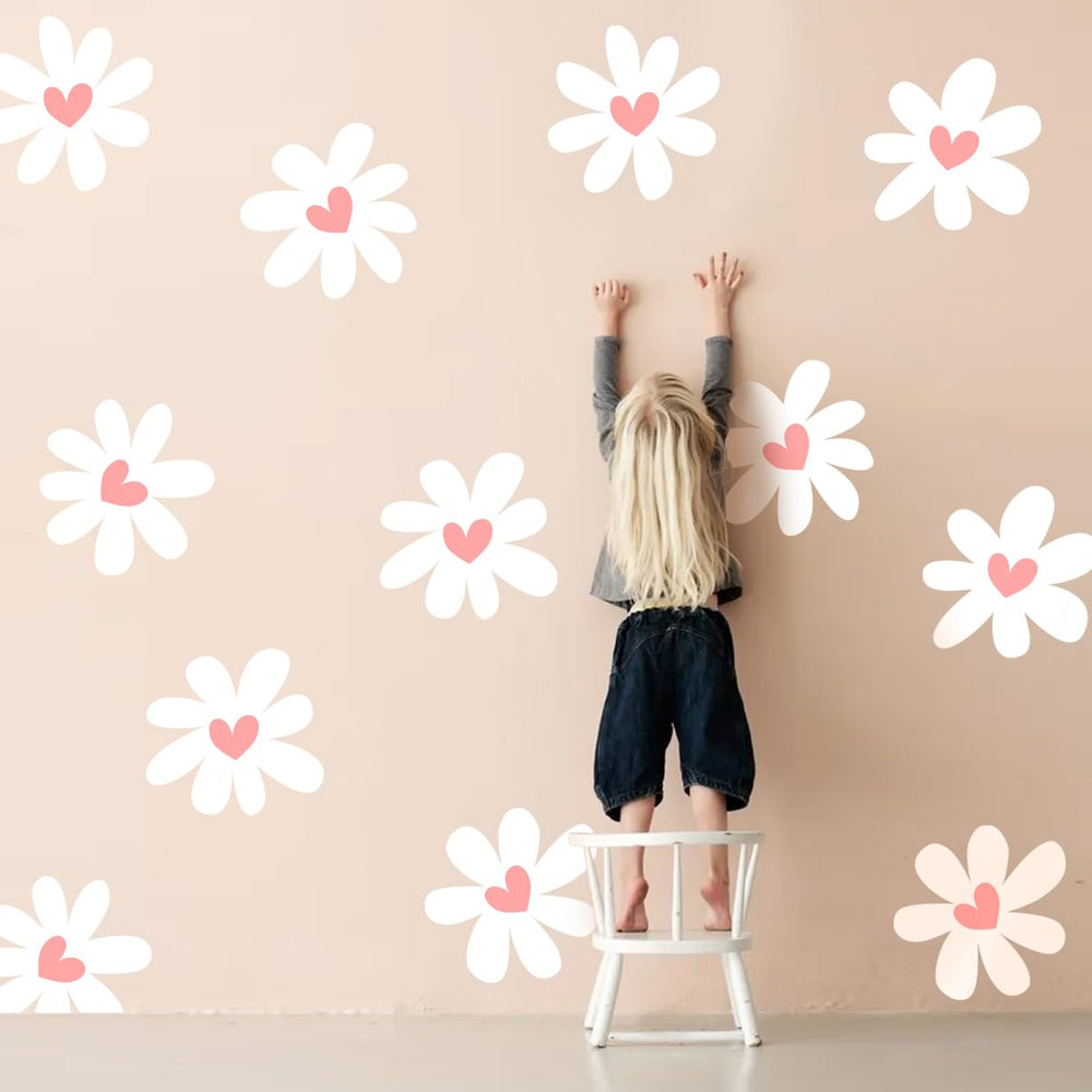 CasaPopz Daisy Wall Stickers easy peel application for quick, mess-free decorating.