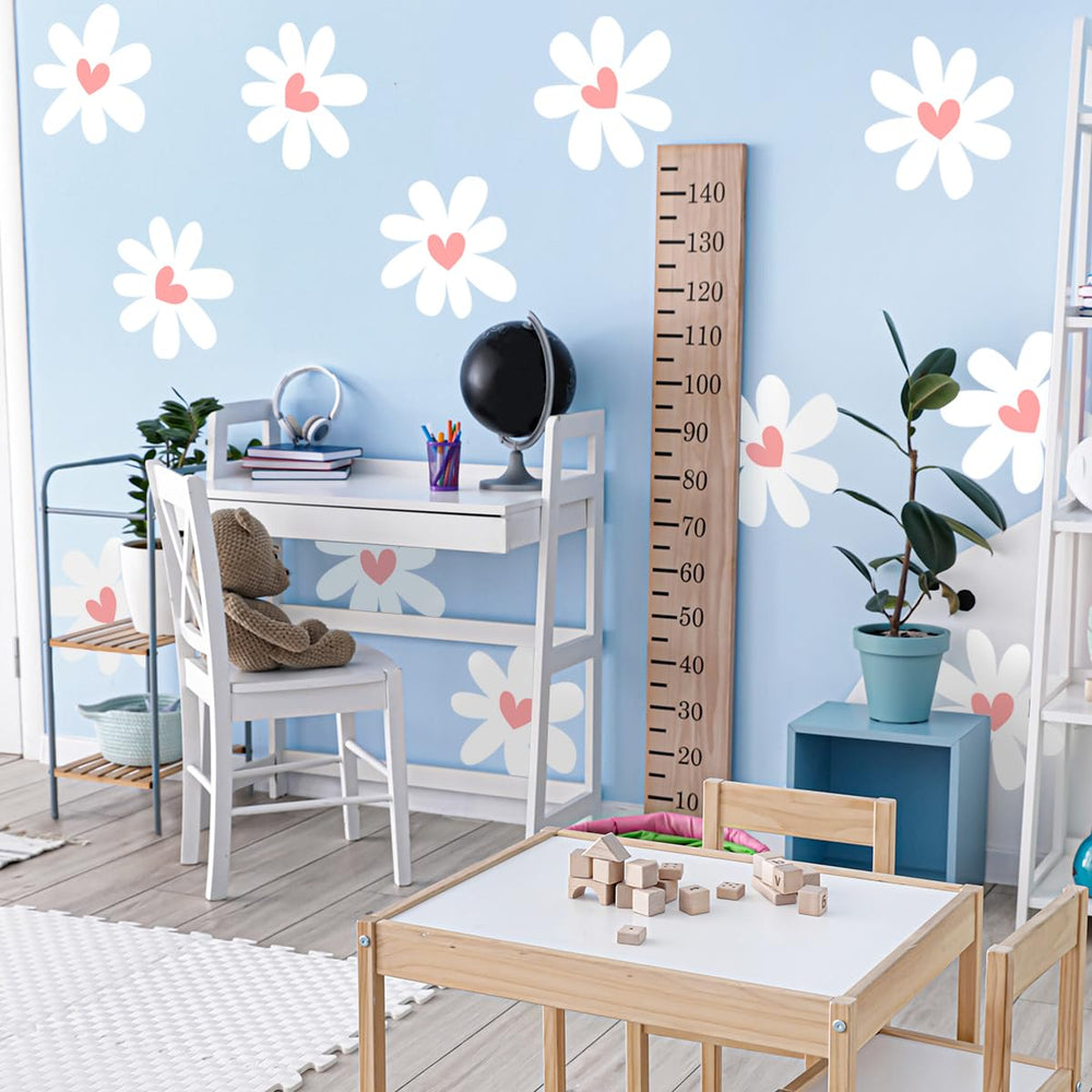 CasaPopz Daisy Wall Stickers repositionable to test layouts without damage.