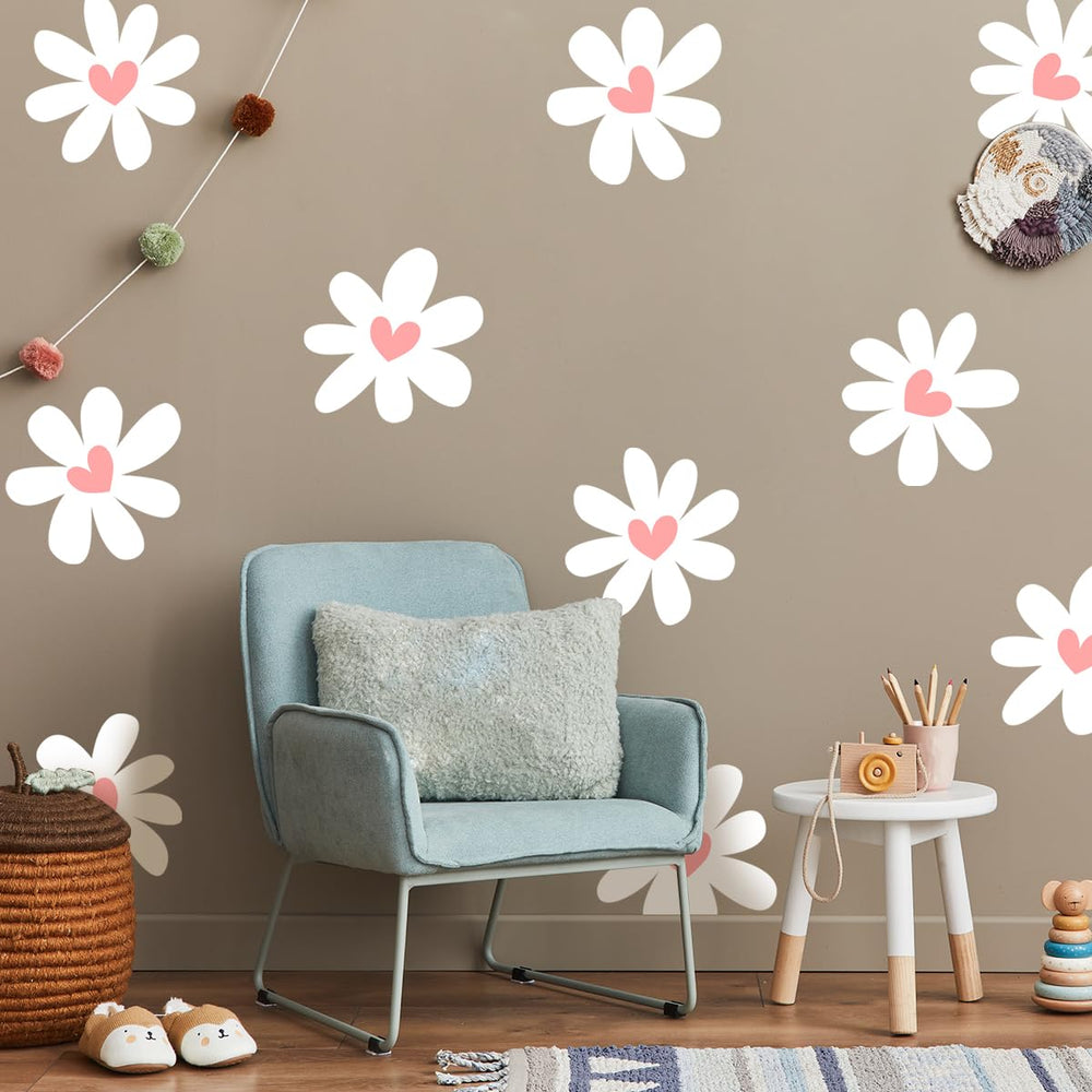 CasaPopz Daisy Wall Stickers waterproof vinyl for durable, long-lasting decor.