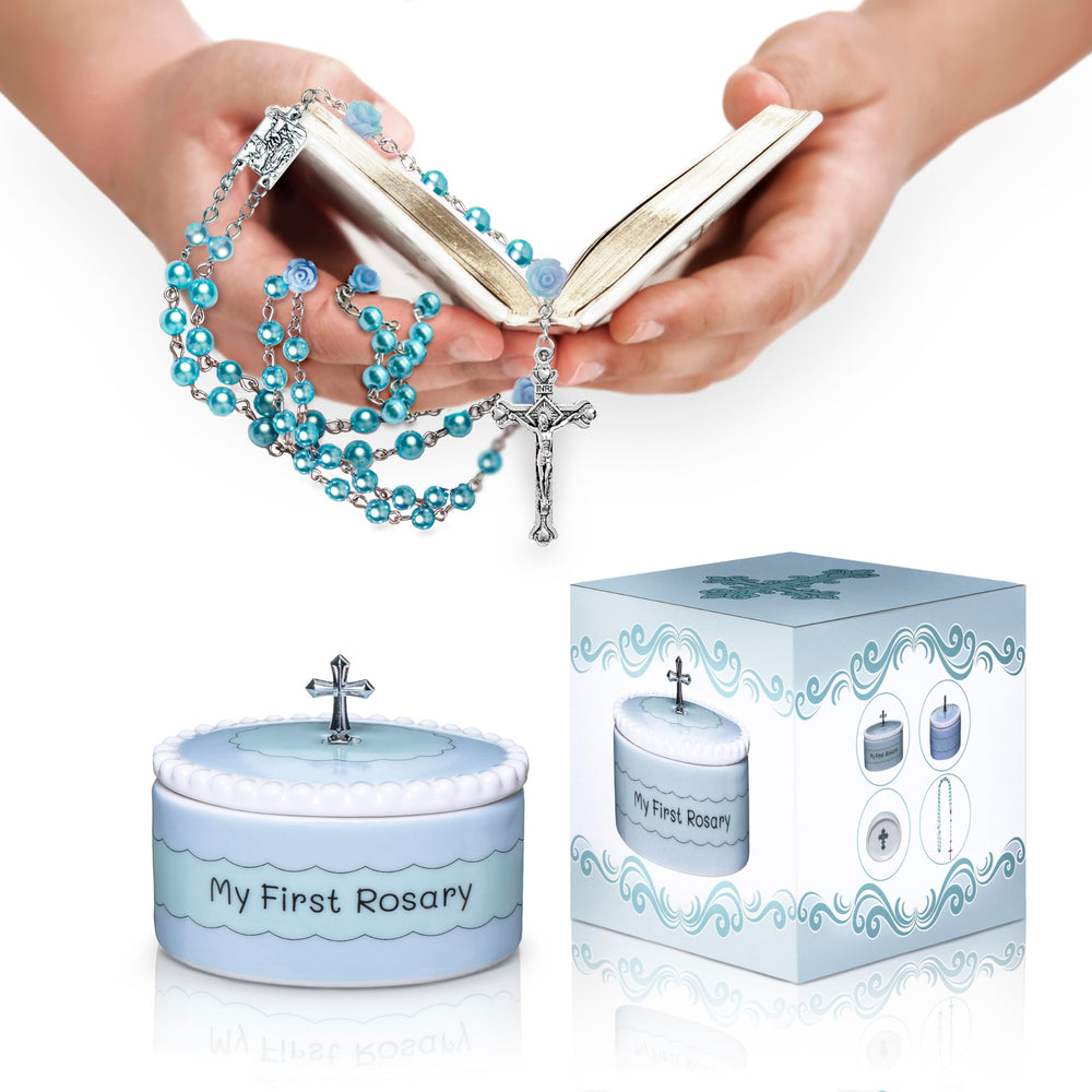 Cascade Goods keepsake box side view white blue memory-ready.