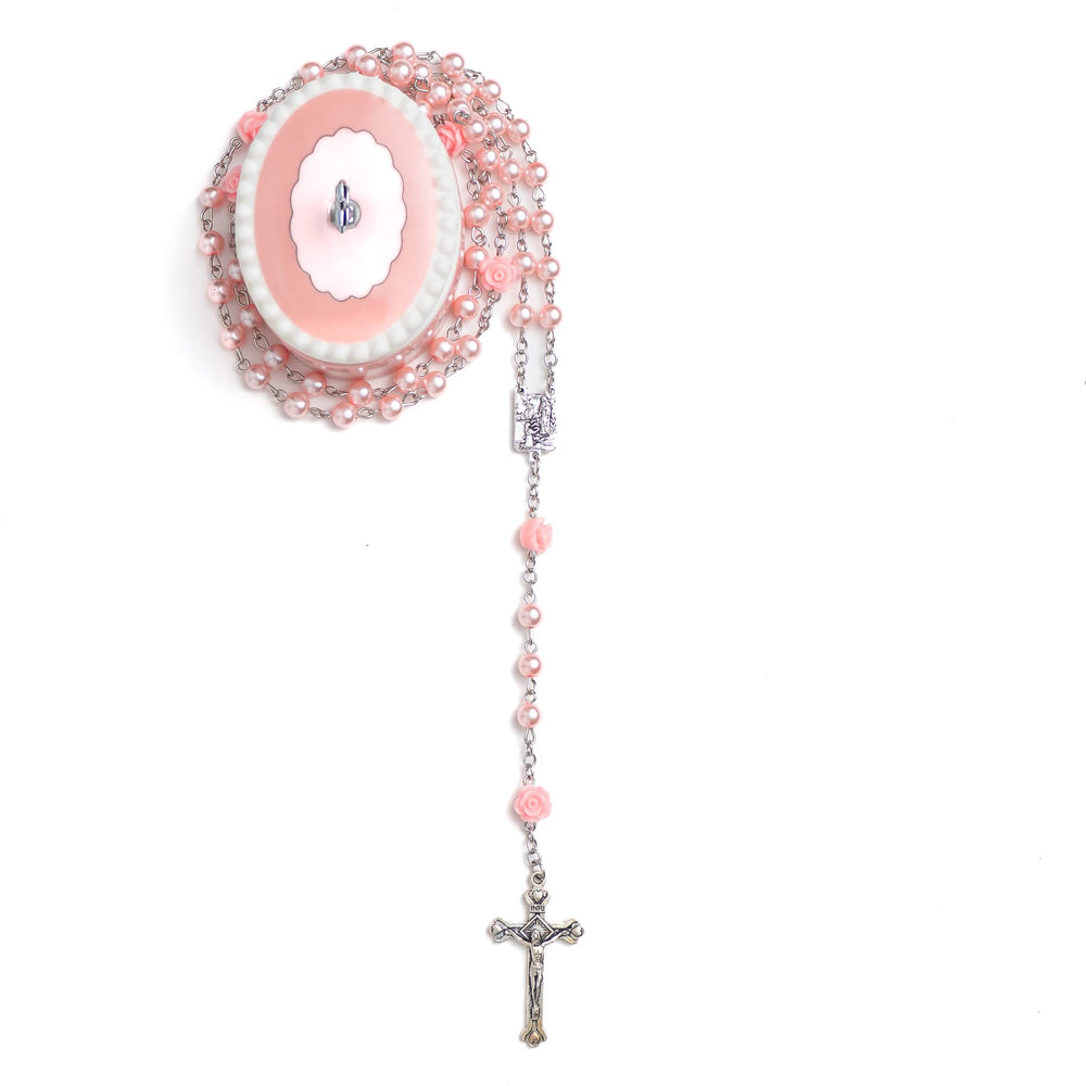 CASCADE GOODS Pink Rosary Beads on delicate necklace—practical keepsake for family memories.