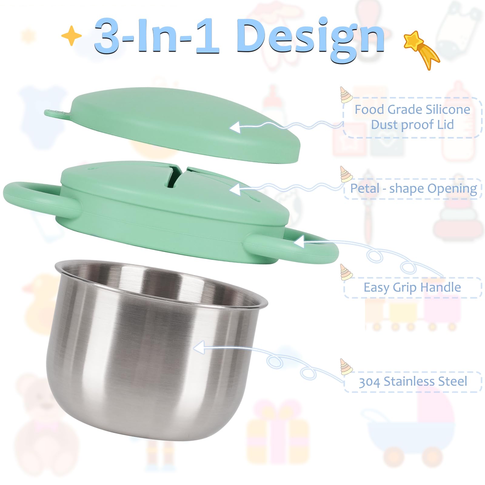 Casremee snack cups sturdy 304 stainless steel body for everyday use