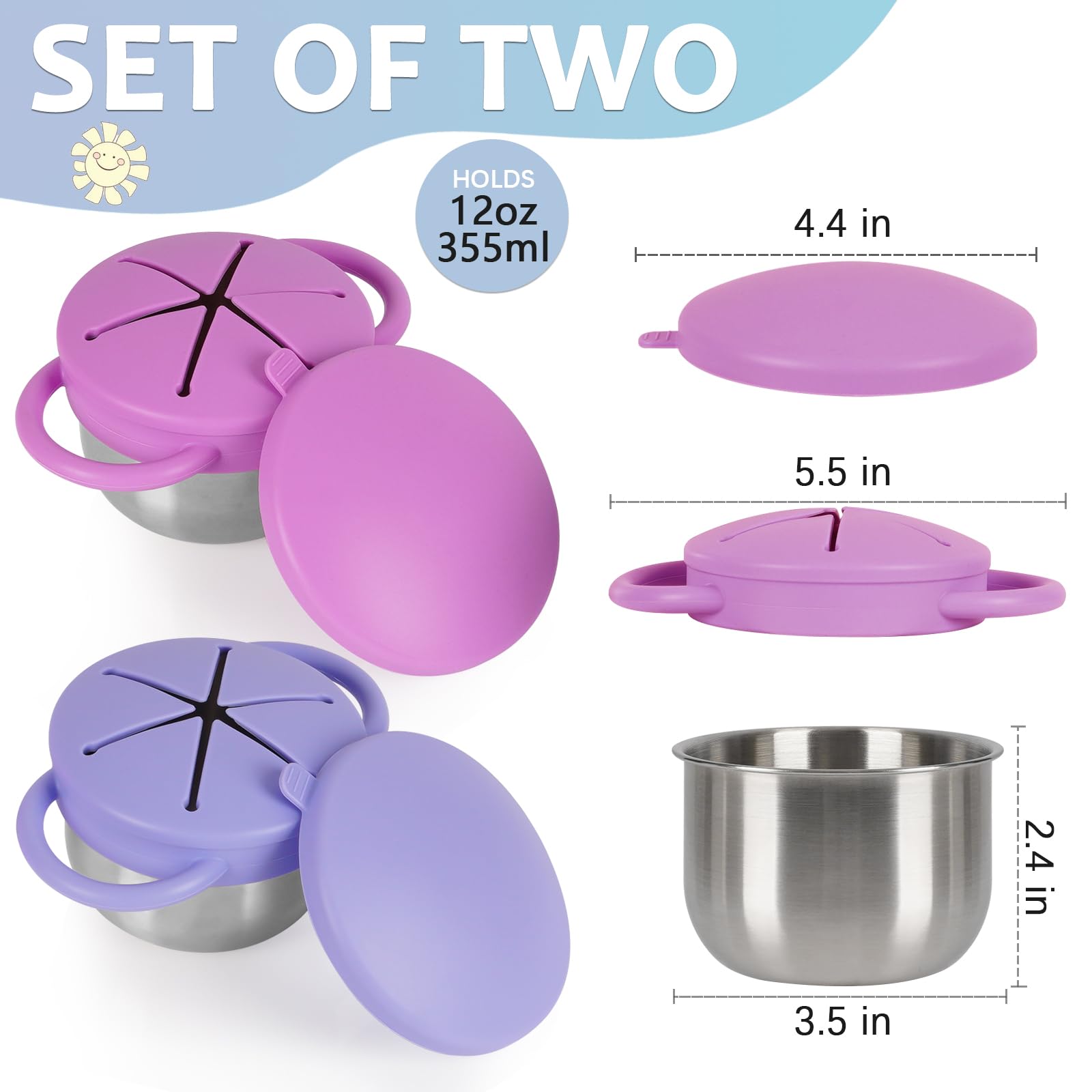 Casremee snack cups with spill-proof lid prevent mess during meals.
