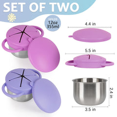 Casremee snack cups with spill-proof lid prevent mess during meals.