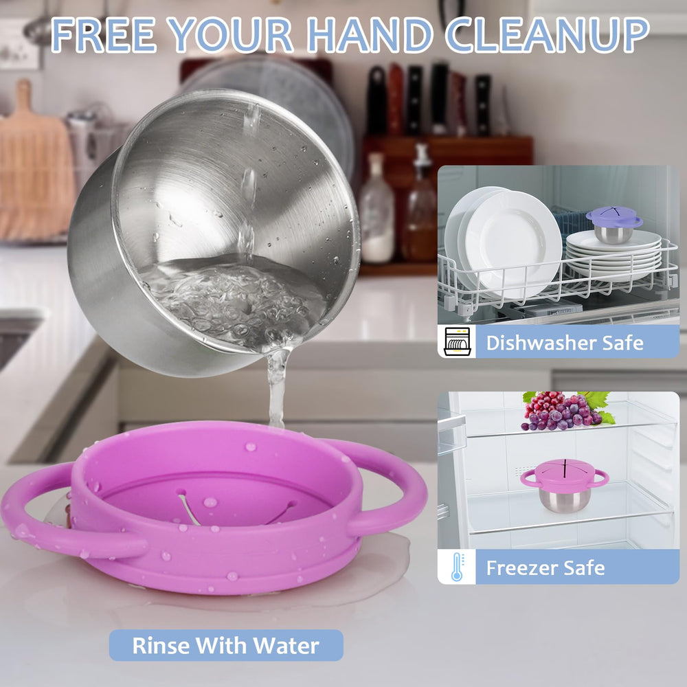 Casremee stainless steel cups resist tumbles and wipe clean easily.