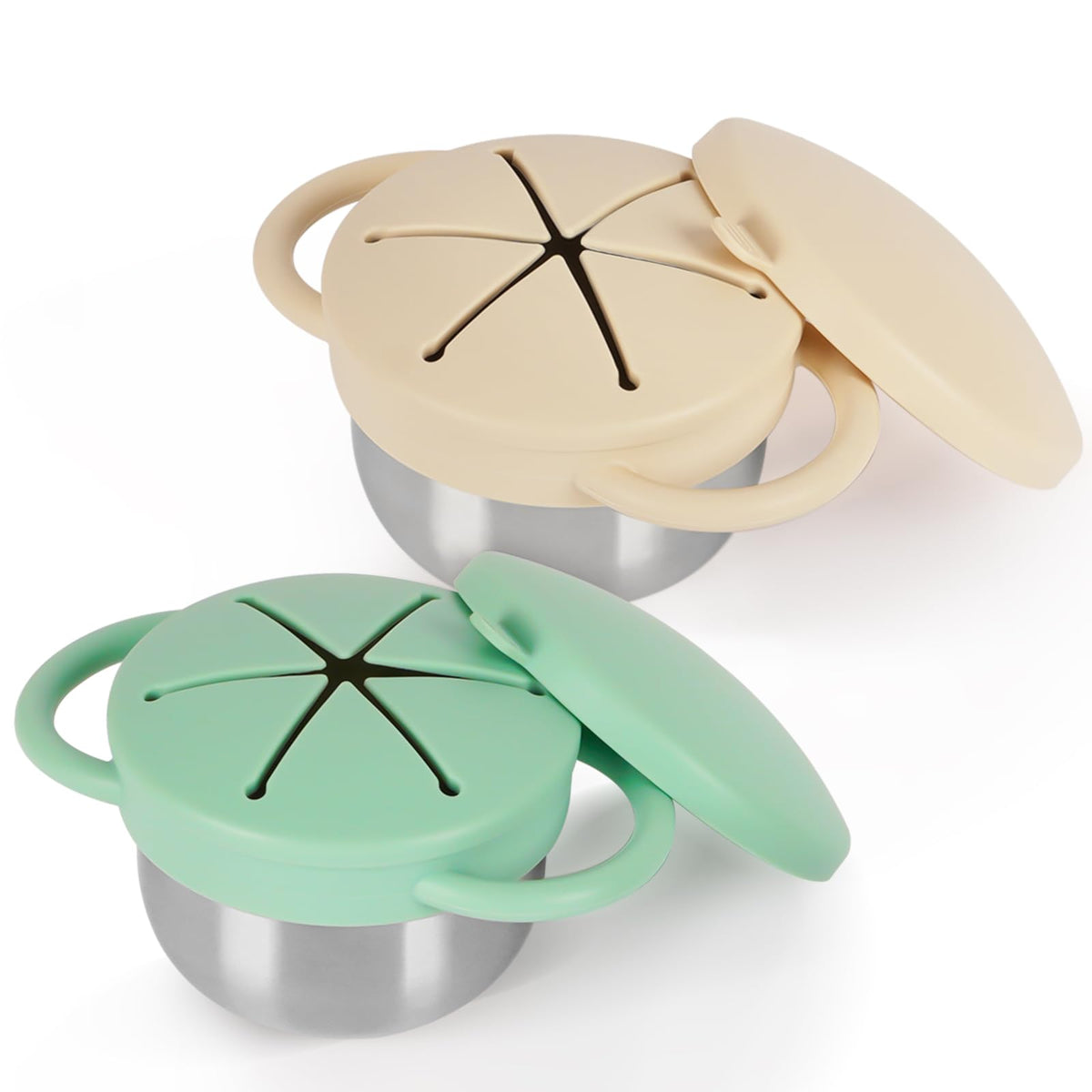 Casremee snack cups with toddlers-handles offer easy grip during meals.