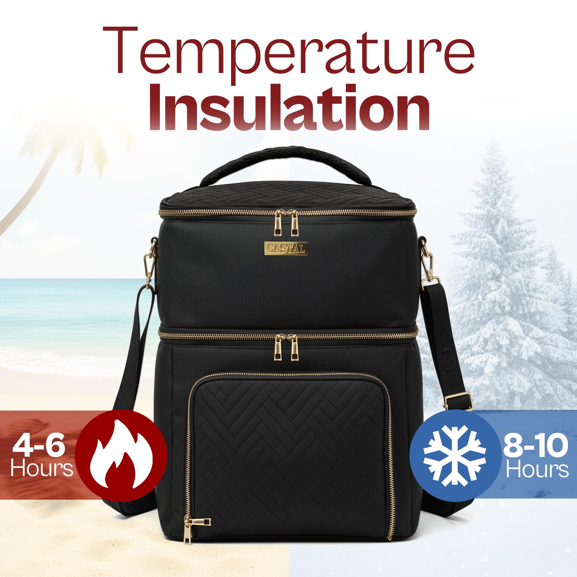 Castal ice pack inside demonstrates insulated cooling for hours.