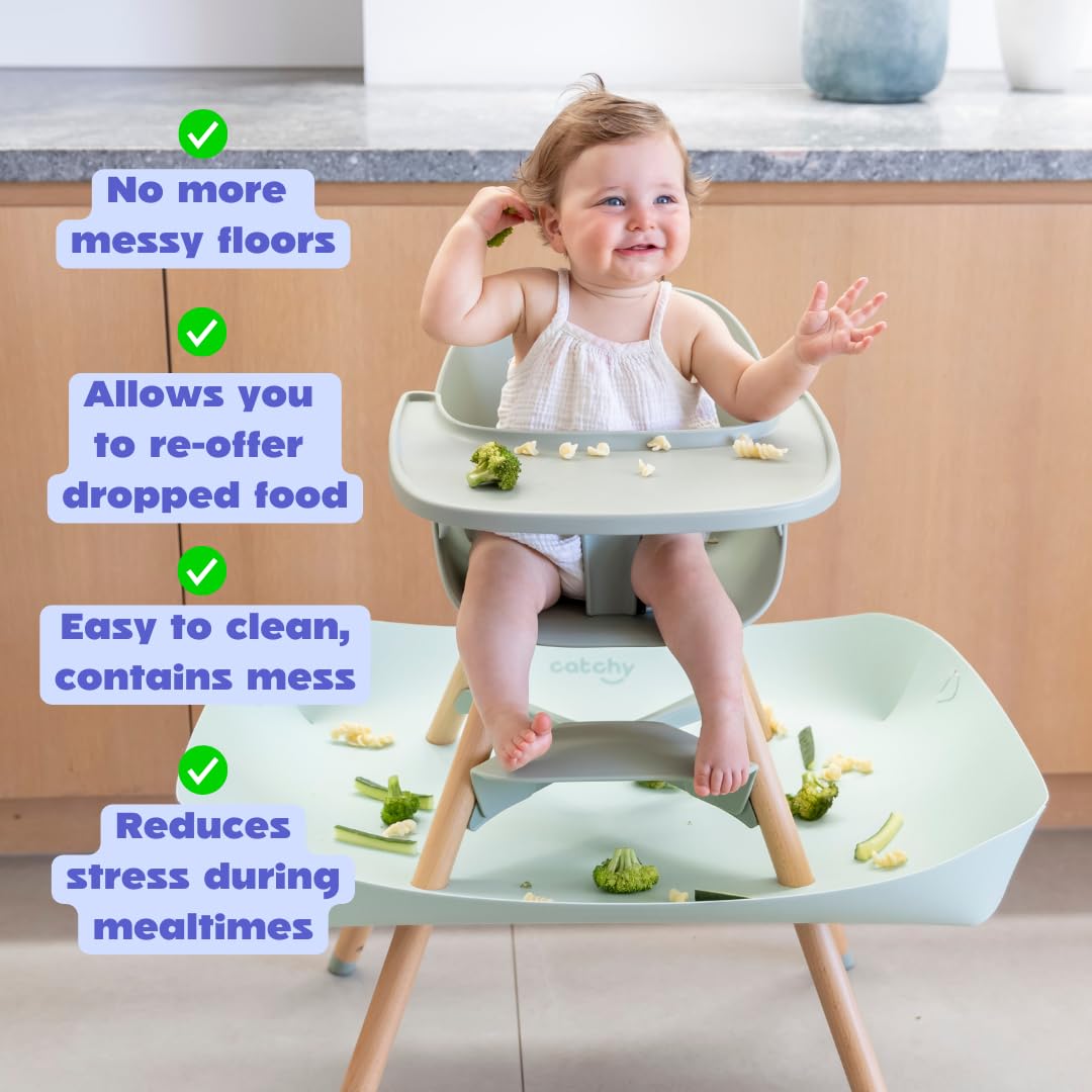 Catchy Food Catcher being wiped clean saves time during cleanup.