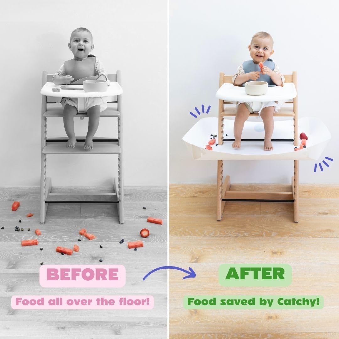 Catchy Food Catcher easy-clean design wipes clean in seconds after messy meals.