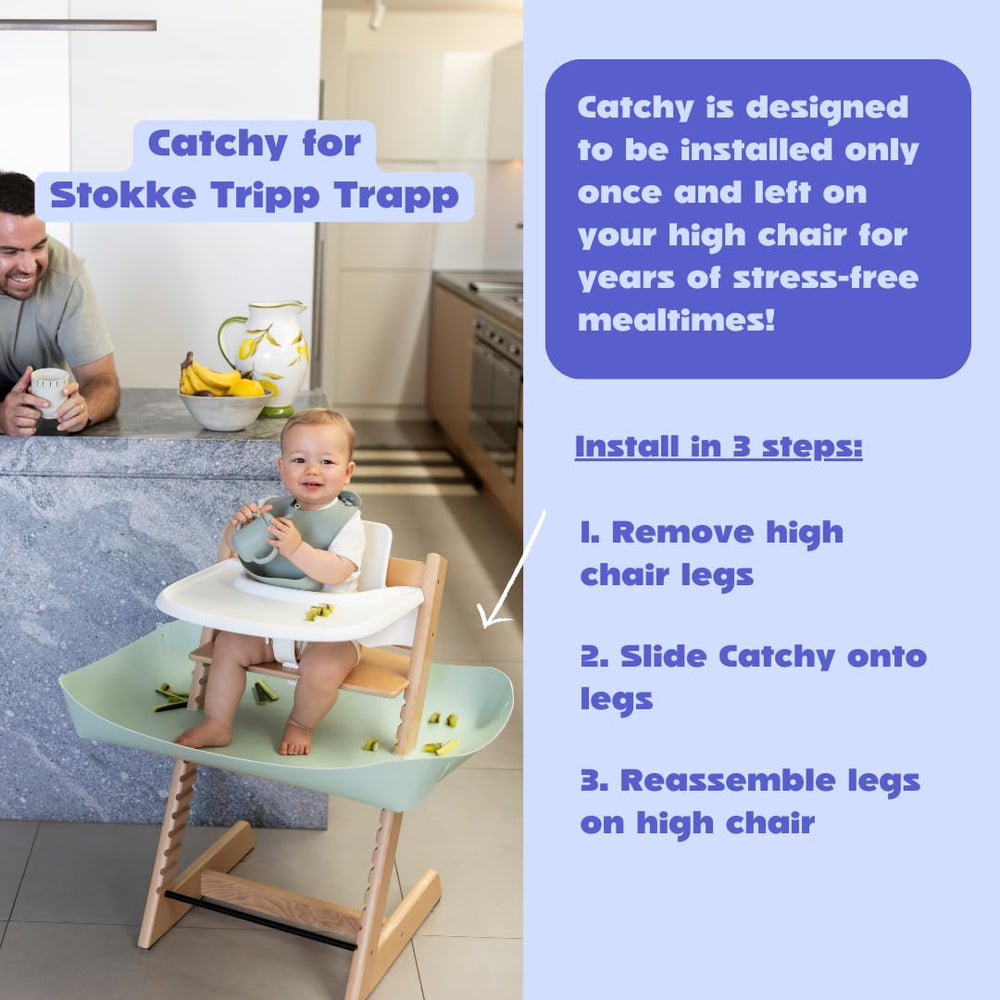 Catchy food catcher is easy to clean after spills