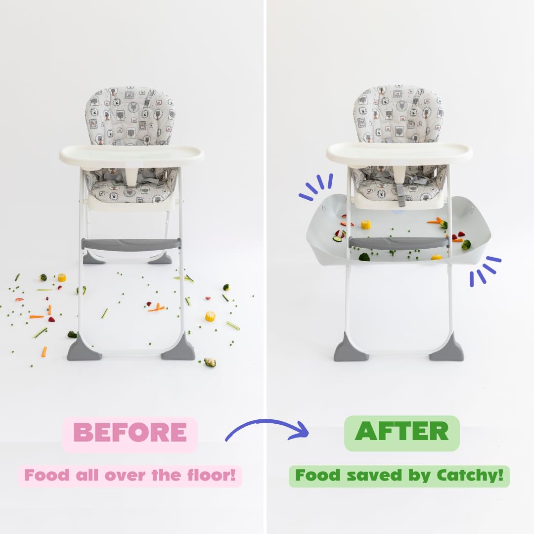 Catchy food catcher protects floors and reduces sweeping and vacuuming