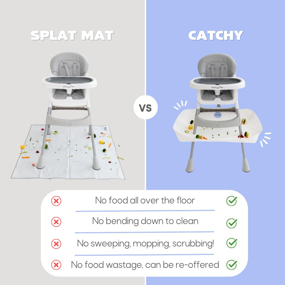 Catchy Food Catcher one-time install stays on high chair for years