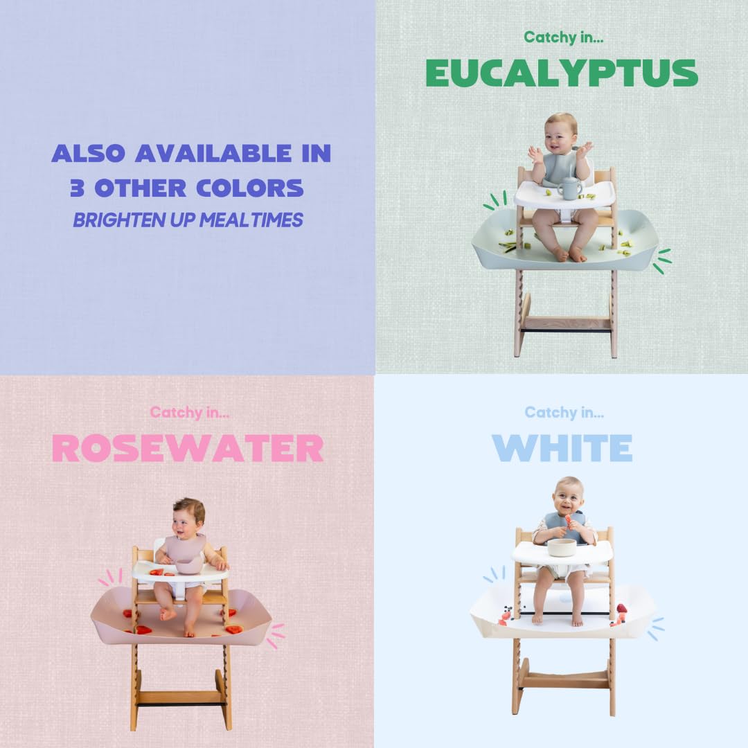Catchy Food Catcher under-high-chair accessory blends discreetly.