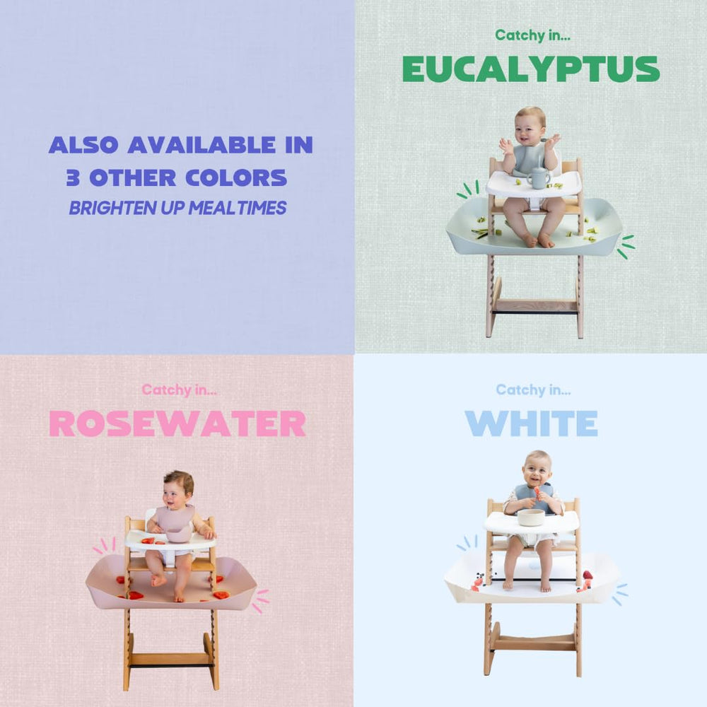 Catchy Food Catcher under-high-chair accessory blends discreetly.