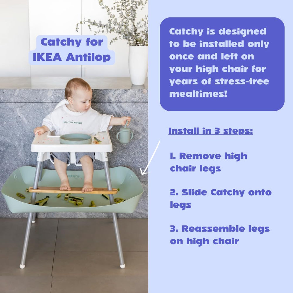 Waterproof, stain-proof material simplifies cleanup after meals.