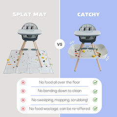 Catchy Food Catcher uses wipe-clean material for quick cleanup after meals.