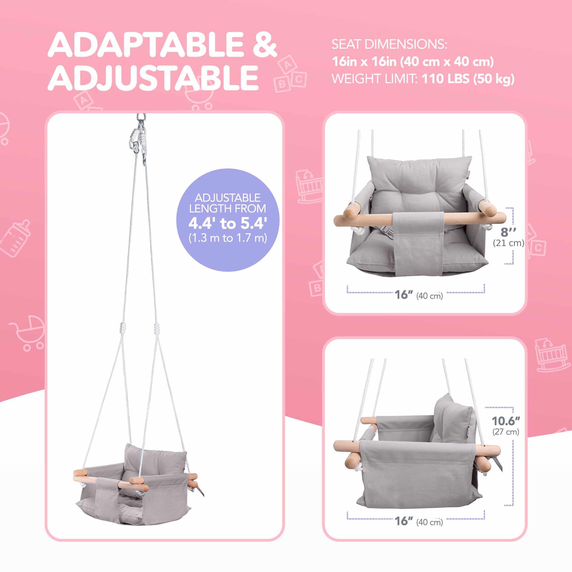 Cateam 16x16 inch canvas seat, durable and machine-washable for easy cleaning.