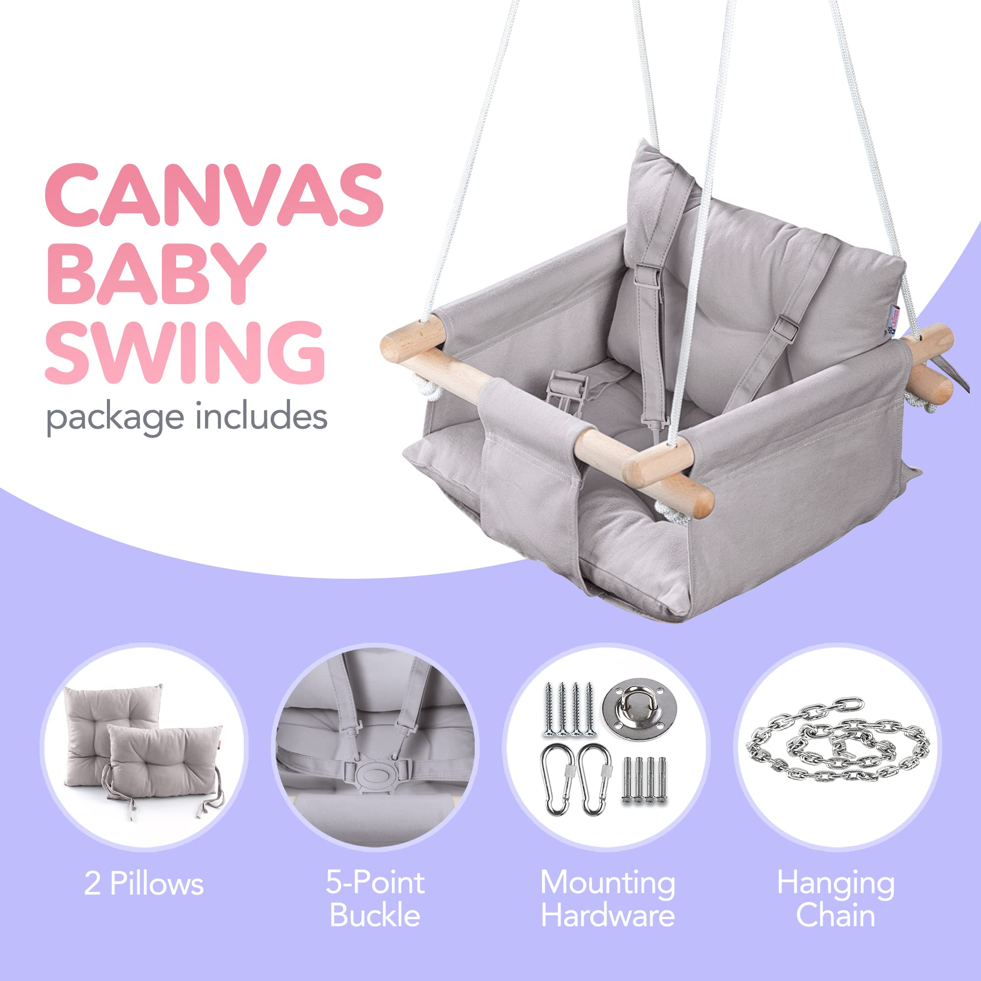 Cateam 5-point harness system keeps child securely fastened during play.