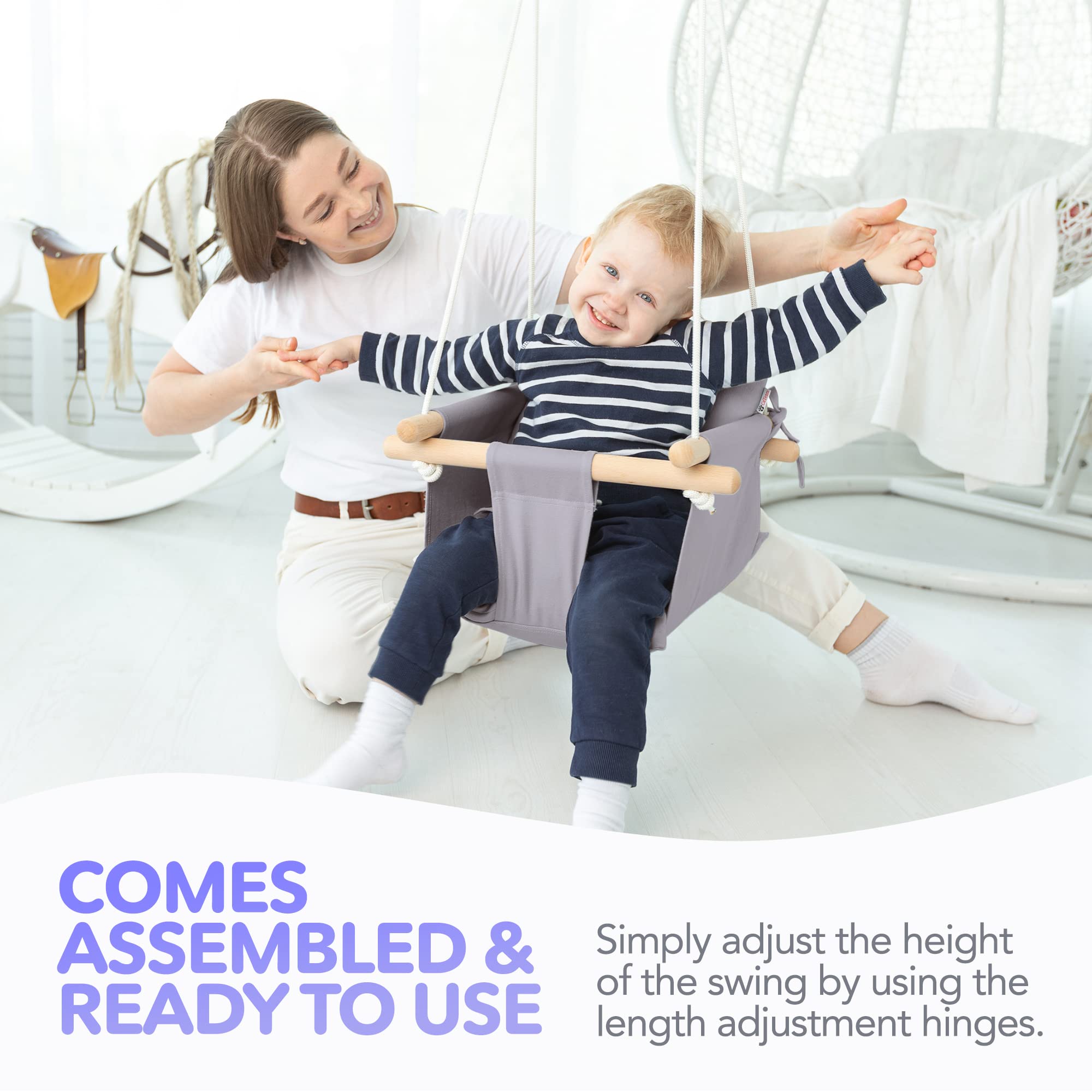 Cateam fully assembled baby swing ready to install right away.