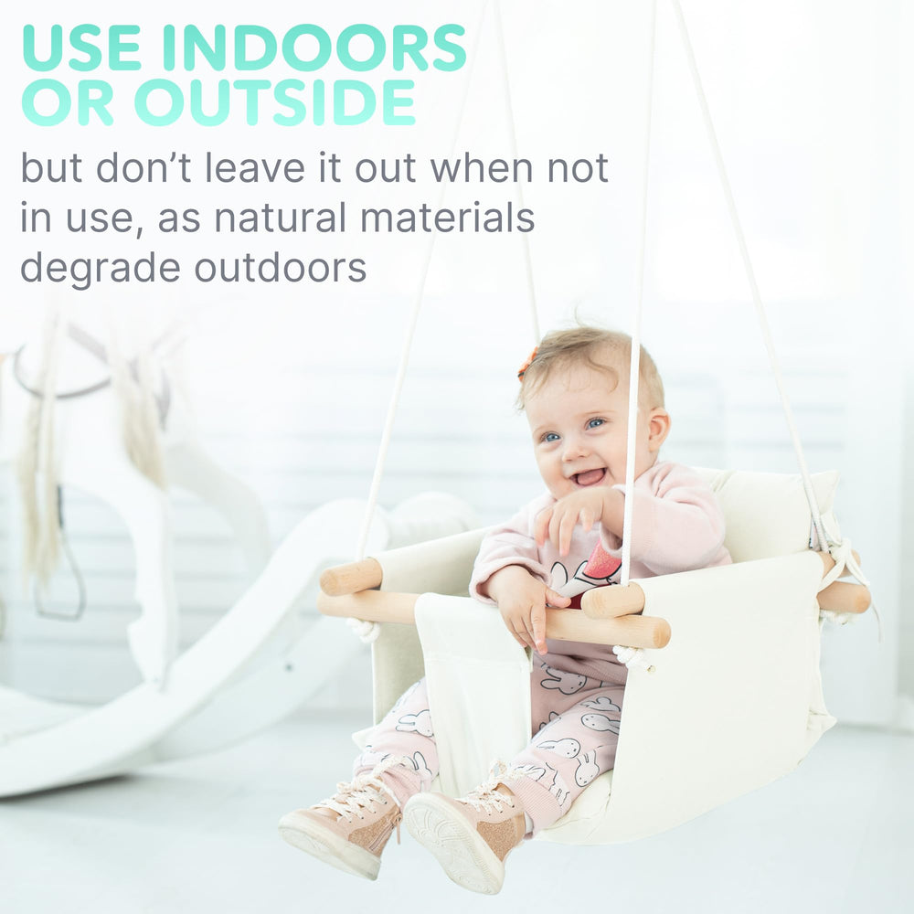 Cateam indoor-outdoor swing adapts to home and yard spaces.
