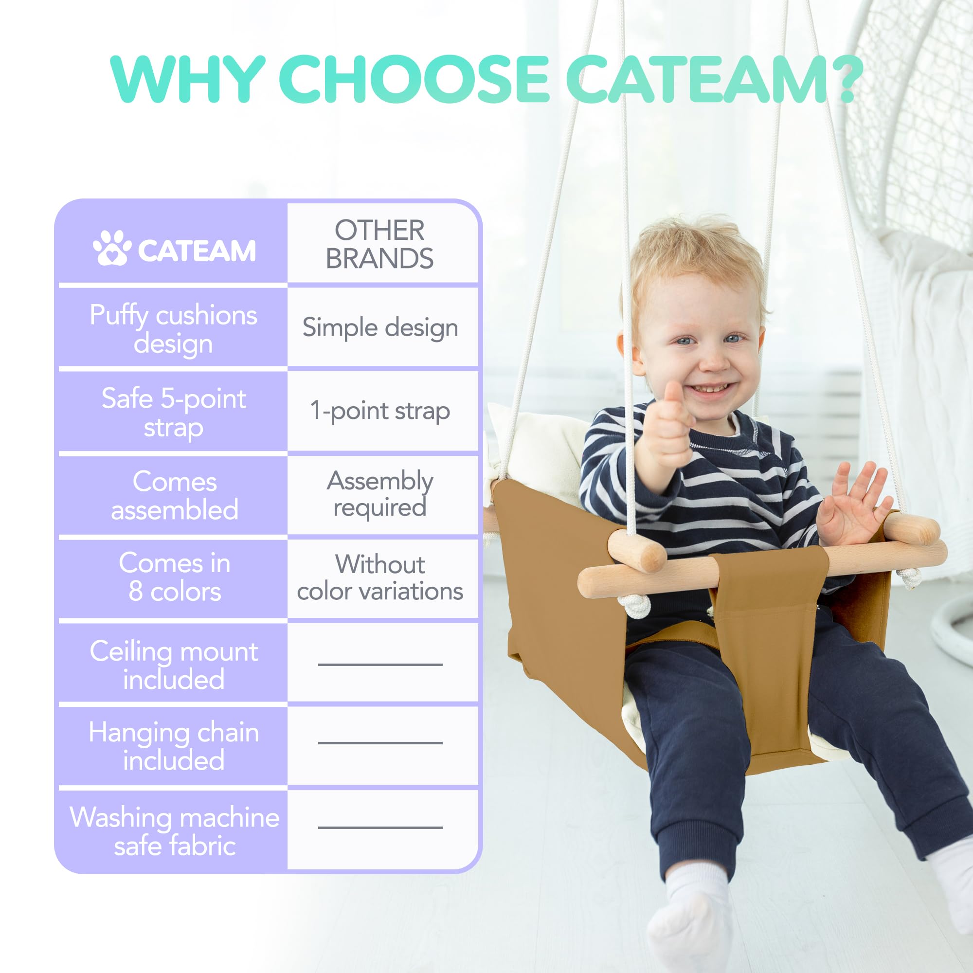 Cateam soft upholstery and pillows emphasize extra comfort with skin-friendly stuffing.