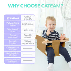 Cateam soft upholstery and pillows emphasize extra comfort with skin-friendly stuffing.
