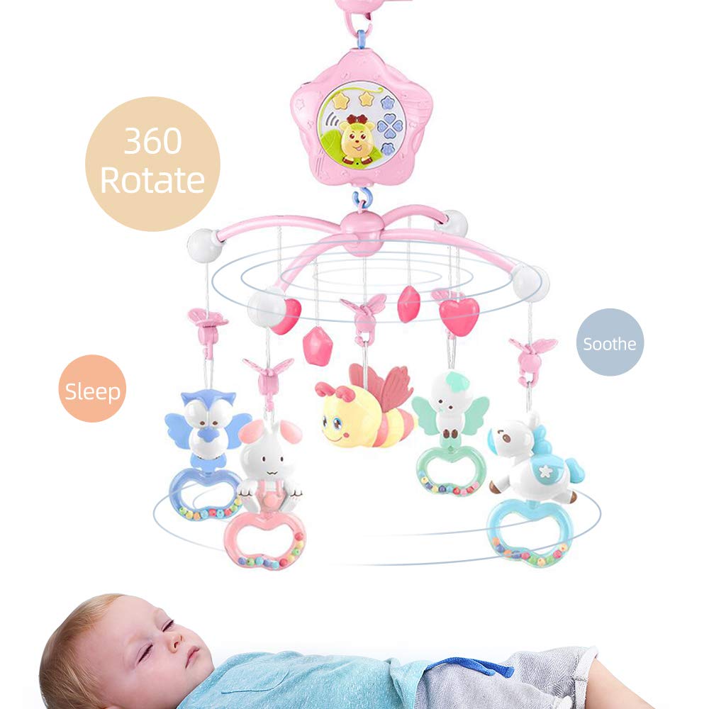 Caterbee Baby Mobile batteries included for immediate use at setup.