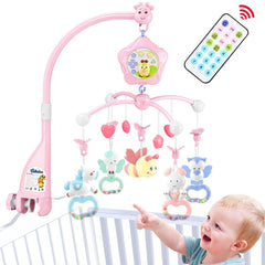 Caterbee Baby Mobile projection on ceiling for visual tracking and calm play.