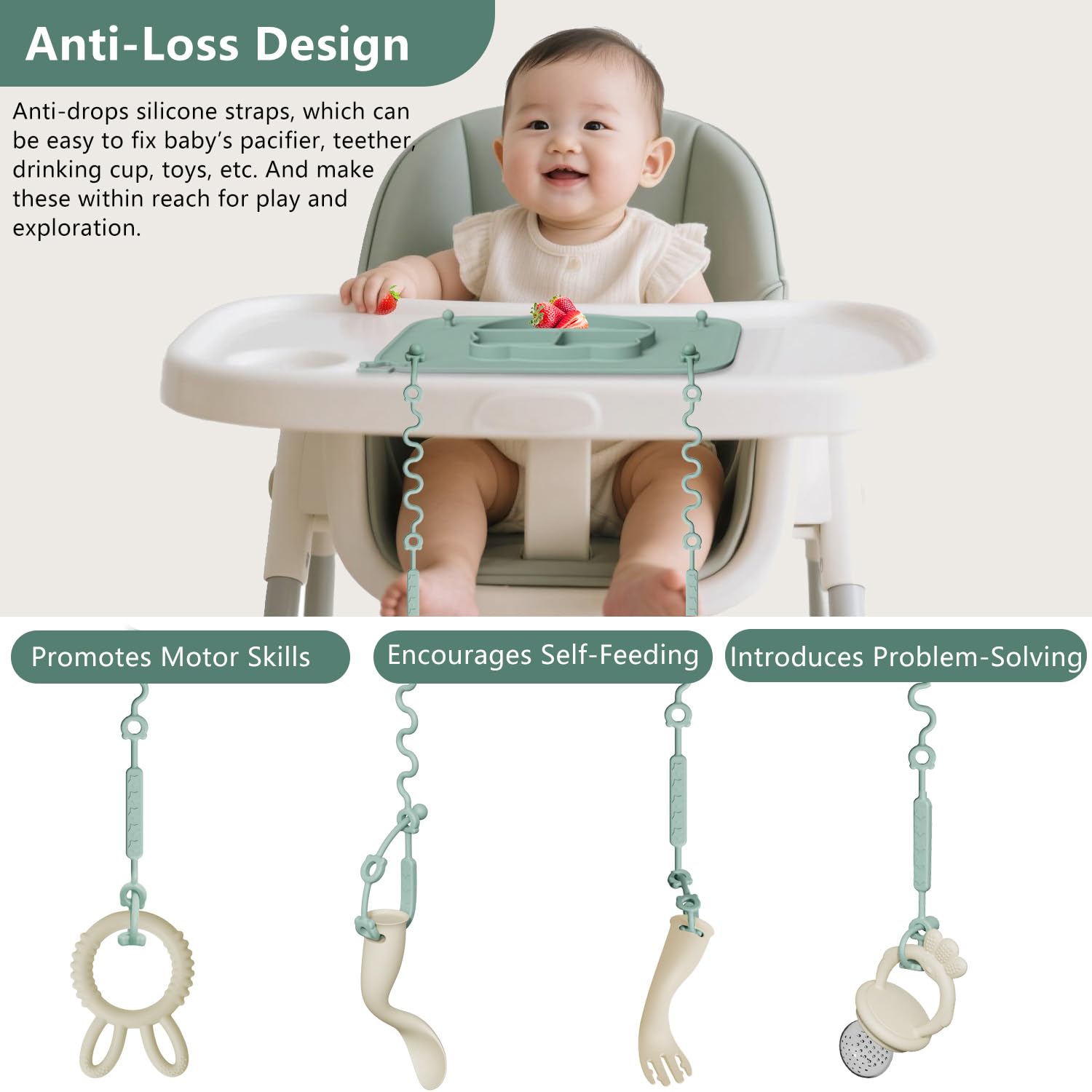Cathill placemat fits high chairs for stable dining at mealtimes