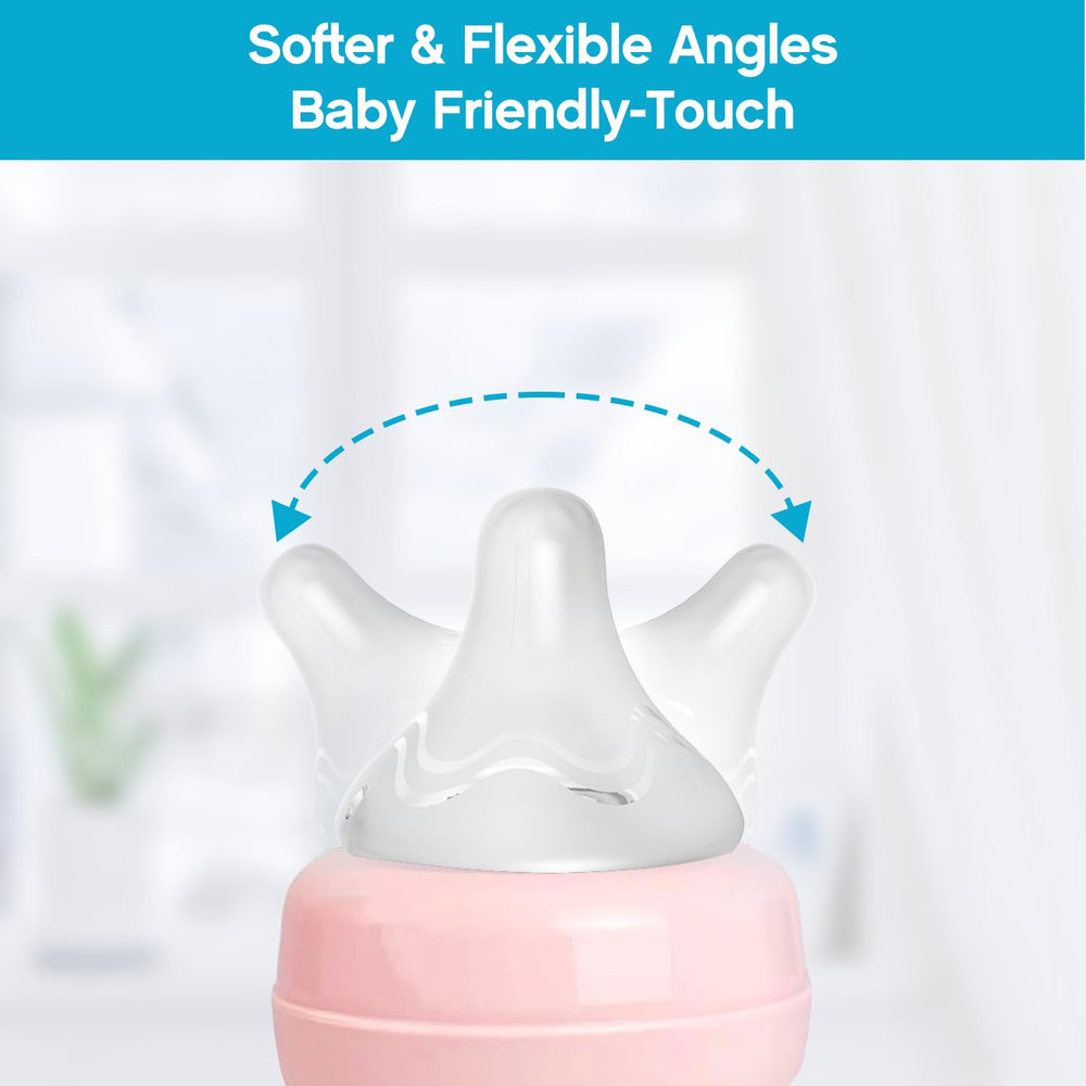 Cathill BPA-free silicone nipple offers a soft, safe sucking experience.