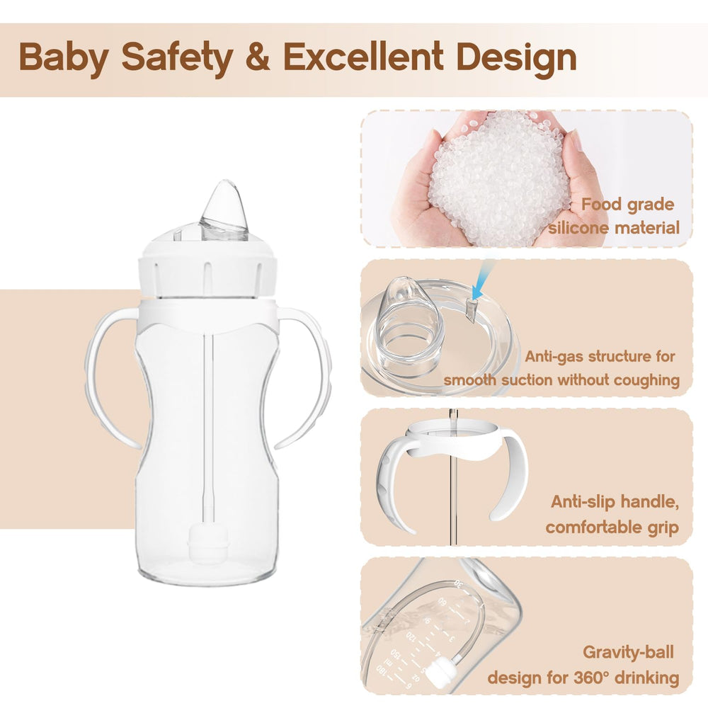 Cathill ergonomic baby handles provide secure grasp for tiny hands and confident sipping.